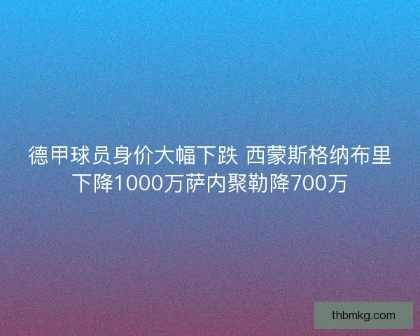 德甲球员身价大幅下跌 西蒙斯格纳布里下降1000万萨内聚勒降700万 德甲球员身价大幅下跌 西蒙斯格纳布里下降1000万萨内聚勒降700万