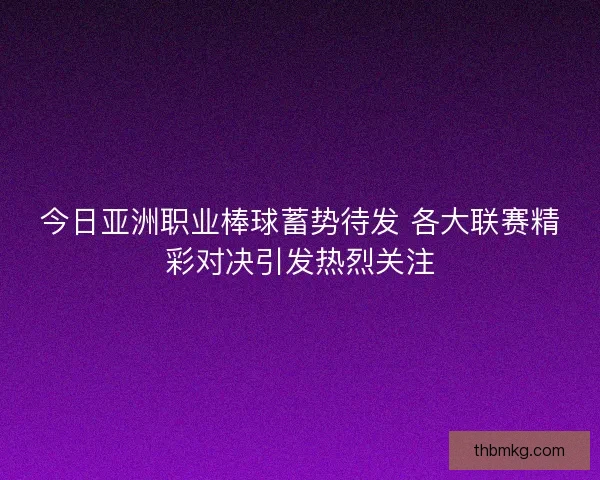 今日亚洲职业棒球蓄势待发 各大联赛精彩对决引发热烈关注